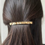 Barrette cheveux métal martelé doré 