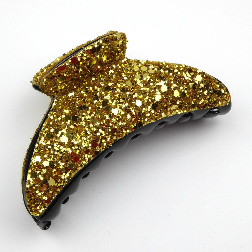 Pince à cheveux crabe paillette doré 9cm 