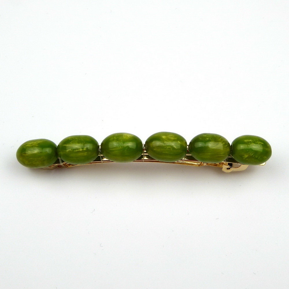 Barrette cheveux perle ovale 8cm