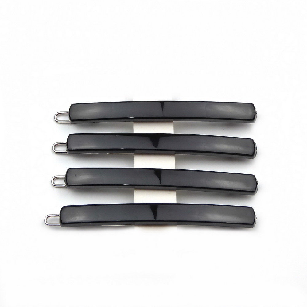 Barrettes cheveux Made in France 6.7cm noir - Lot de 4