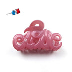 Pince à cheveux "Love" 5,5cm en acétate, rose, qualité premium, Fabrication française
