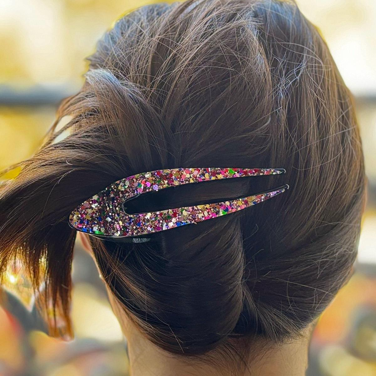 Pince à cheveux bec avec paillettes