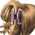 Pince à cheveux paillette rose - crabe rectangulaire