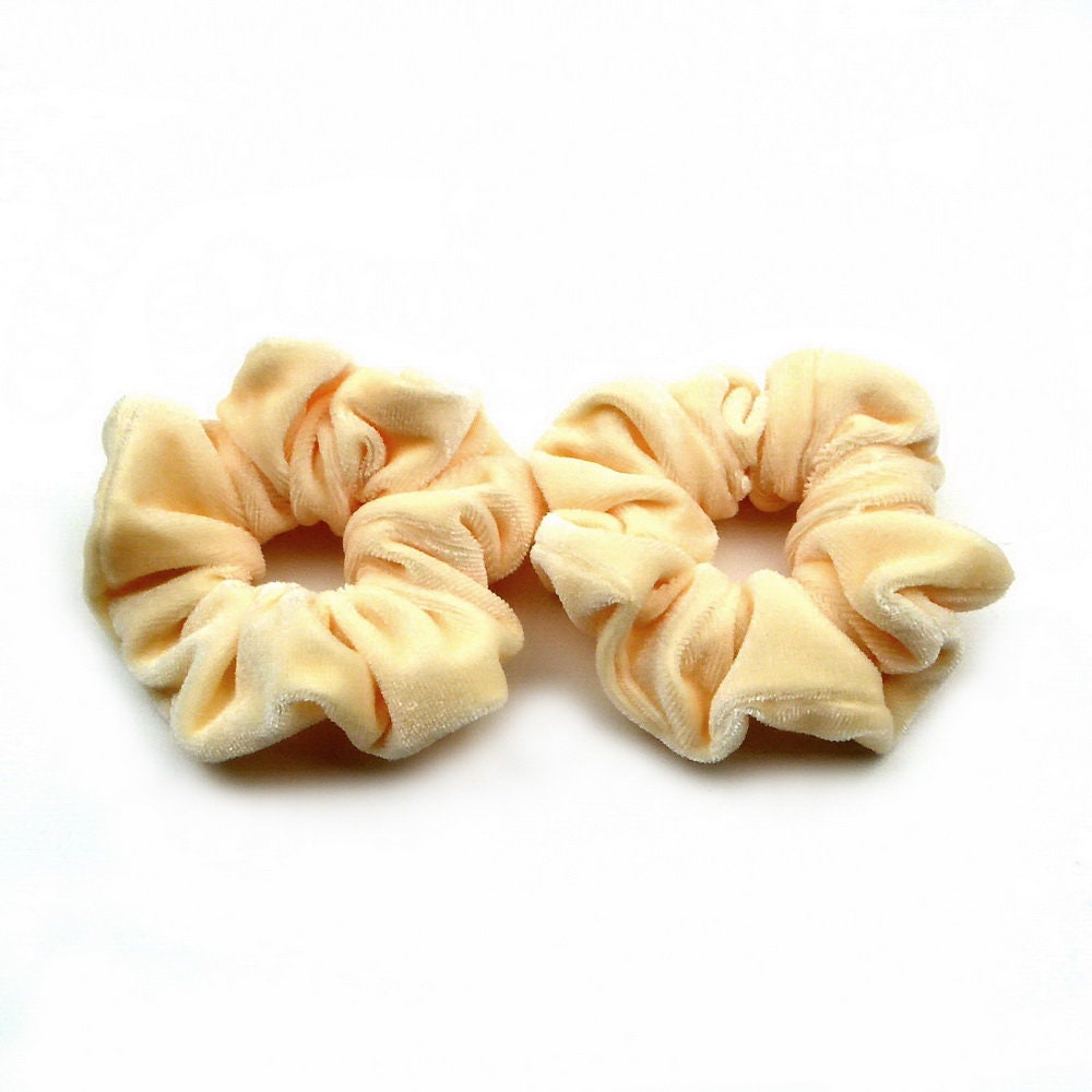 Lot de 2 chouchous scrunchie velours - crème