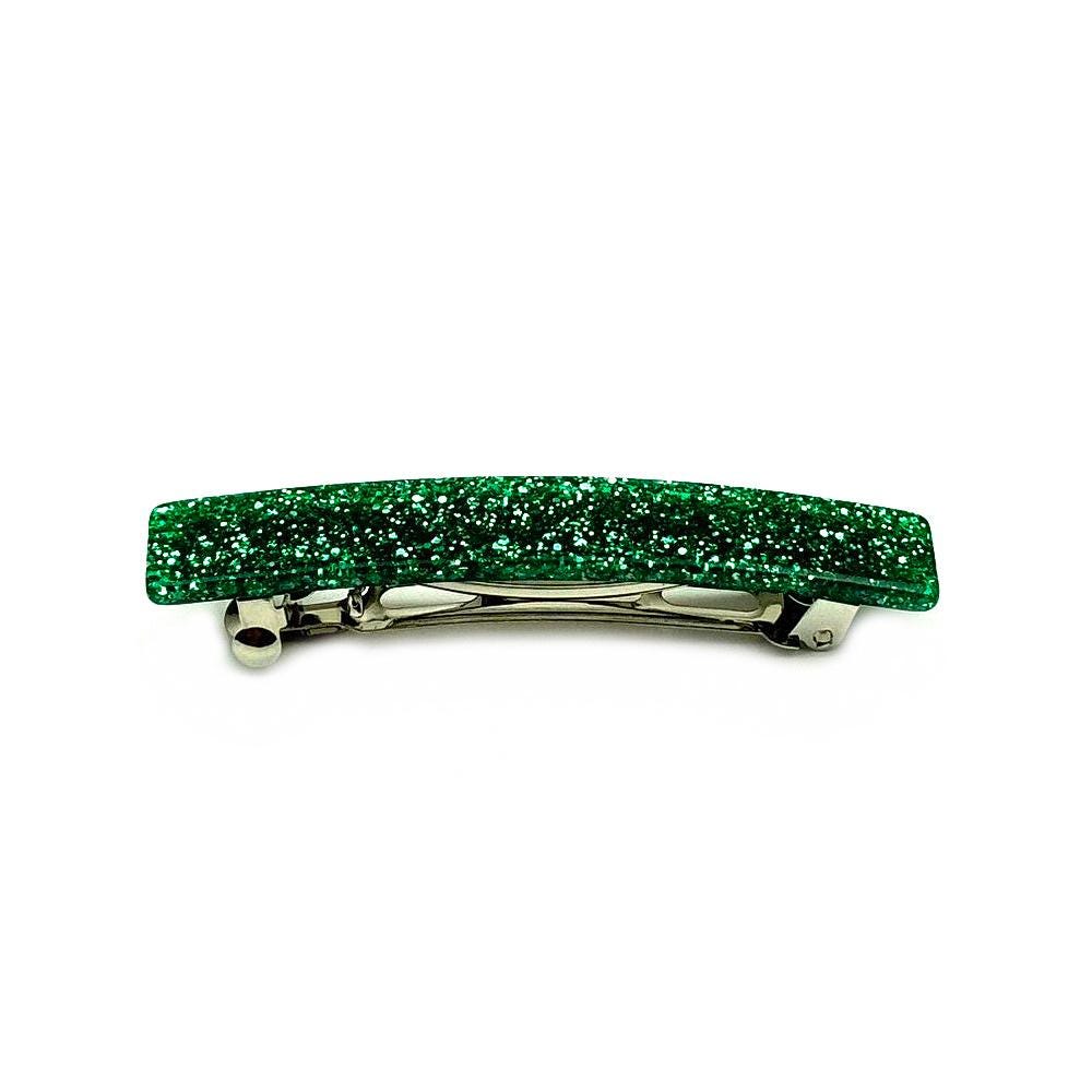 Barrette Cheveux Paillettes 8cm Acétate Fait Main vert