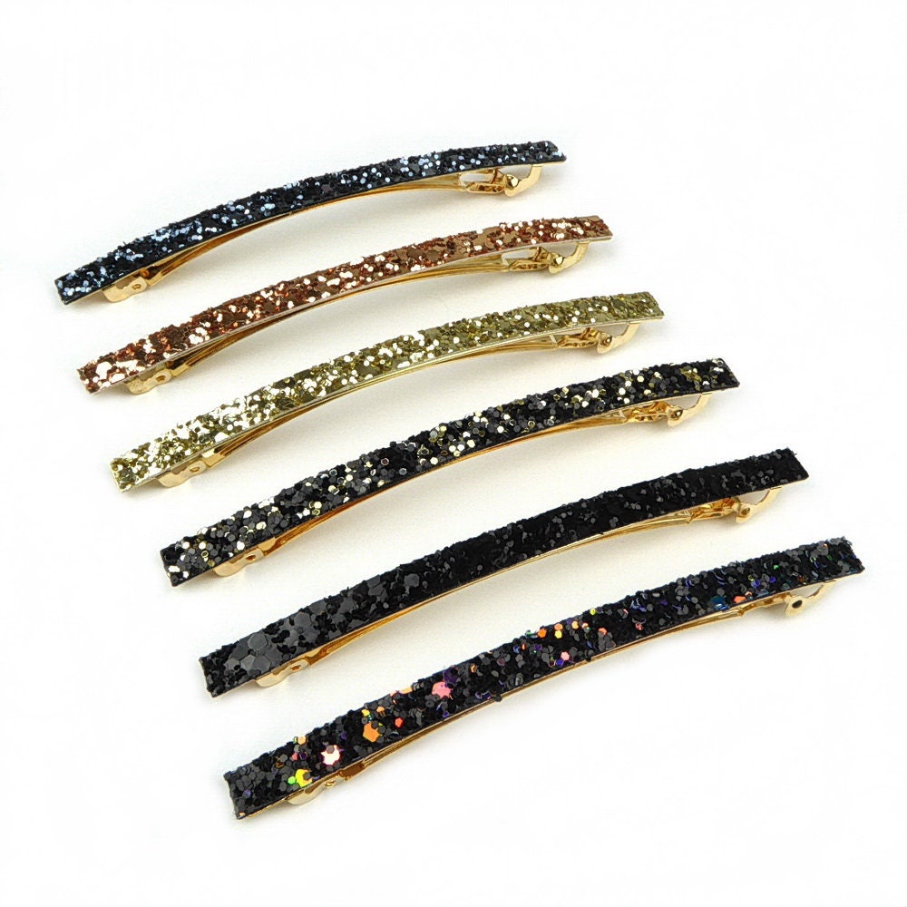 Barrette cheveux longue 10cm paillette