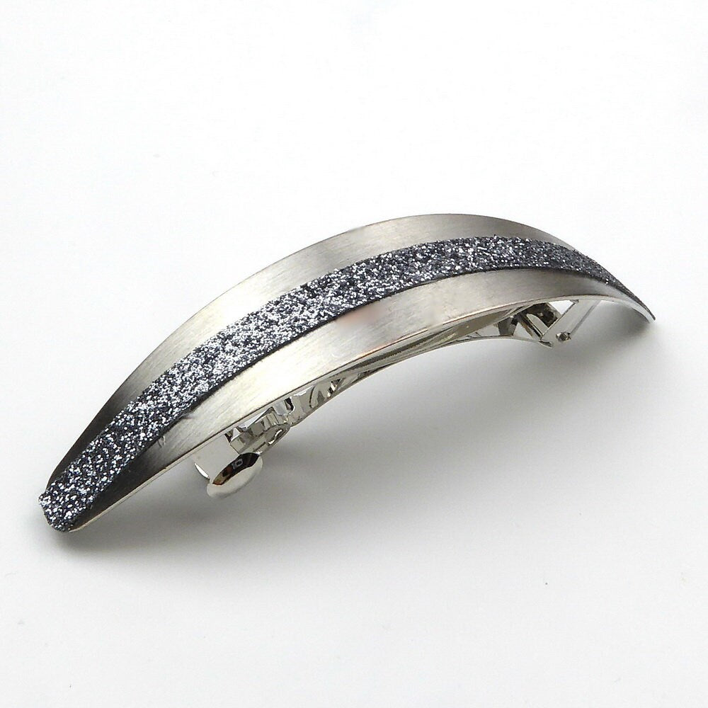 Barrette cheveux ovale incurvée paillette