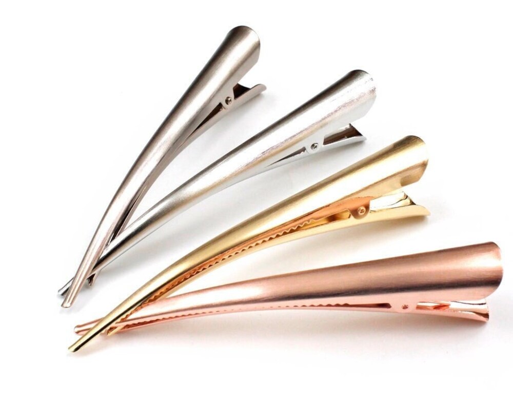 Grande pince cheveux Concorde 13cm métal laiton brossé design unique