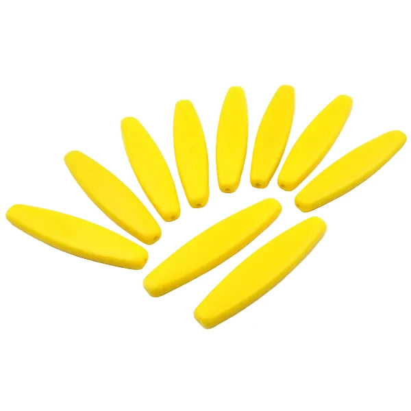 Lot de 10 perles ovales plates en acrylique jaune