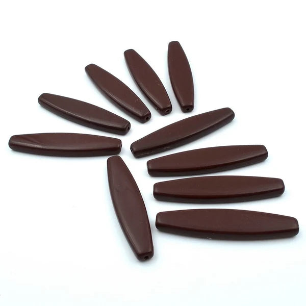 Lot de 10 perles ovales plates en acrylique marron
