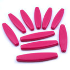 Lot de 10 perles ovales plates en acrylique, fuchsia