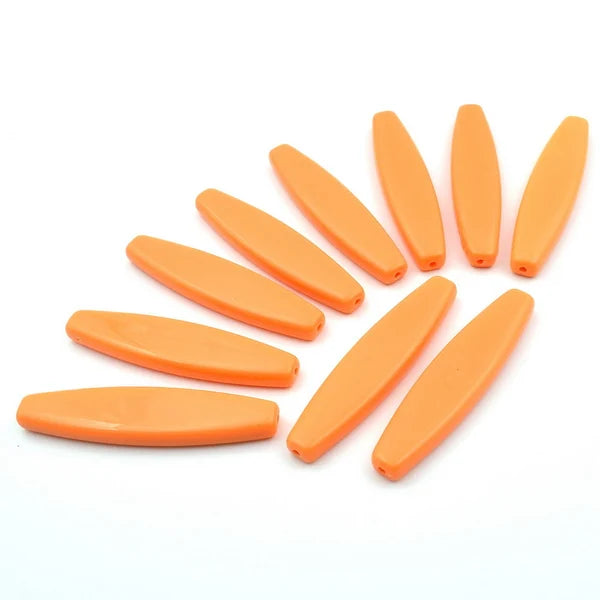 Lot de 10 perles ovales plates en acrylique orange
