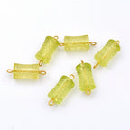 Perles Cylindriques Acrylique Jaune 15x8mm Tige Dorée - Lot de 10