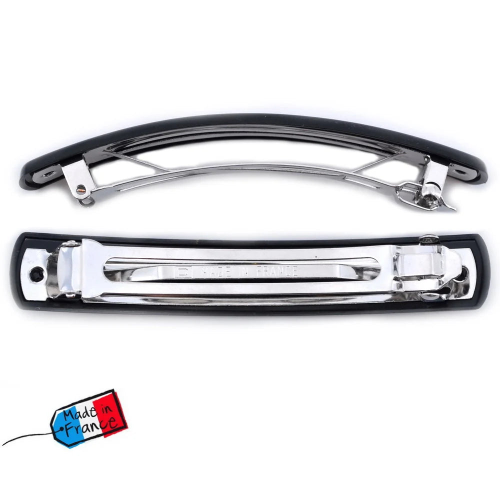 Deux barrettes cheveux noires 10cm fabriquées en France