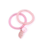Elastiques cheveux torsadé avec pendants perles, lot de 2pcs