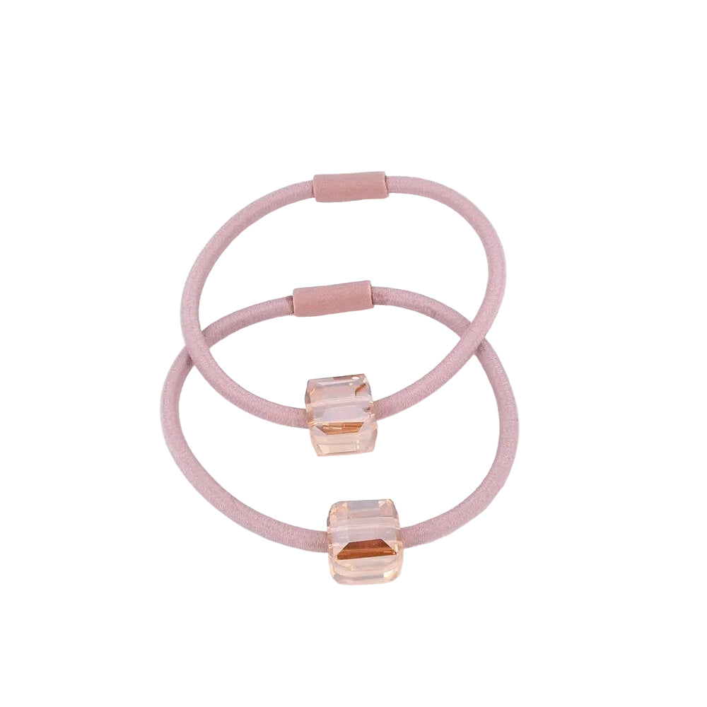 Lot de 2 élastiques cheveux avec cube cristal