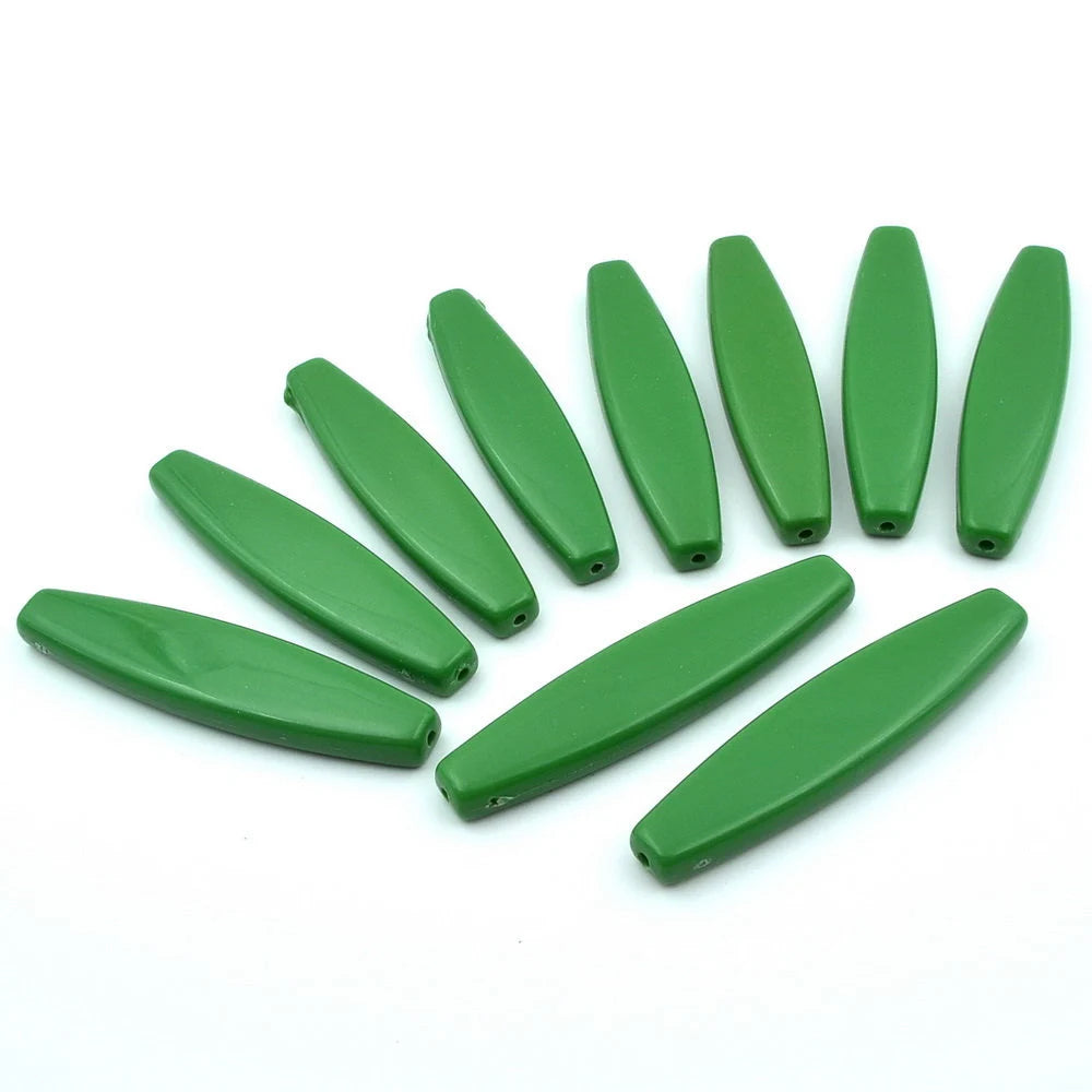 Lot de 10 perles ovales plates en acrylique vert