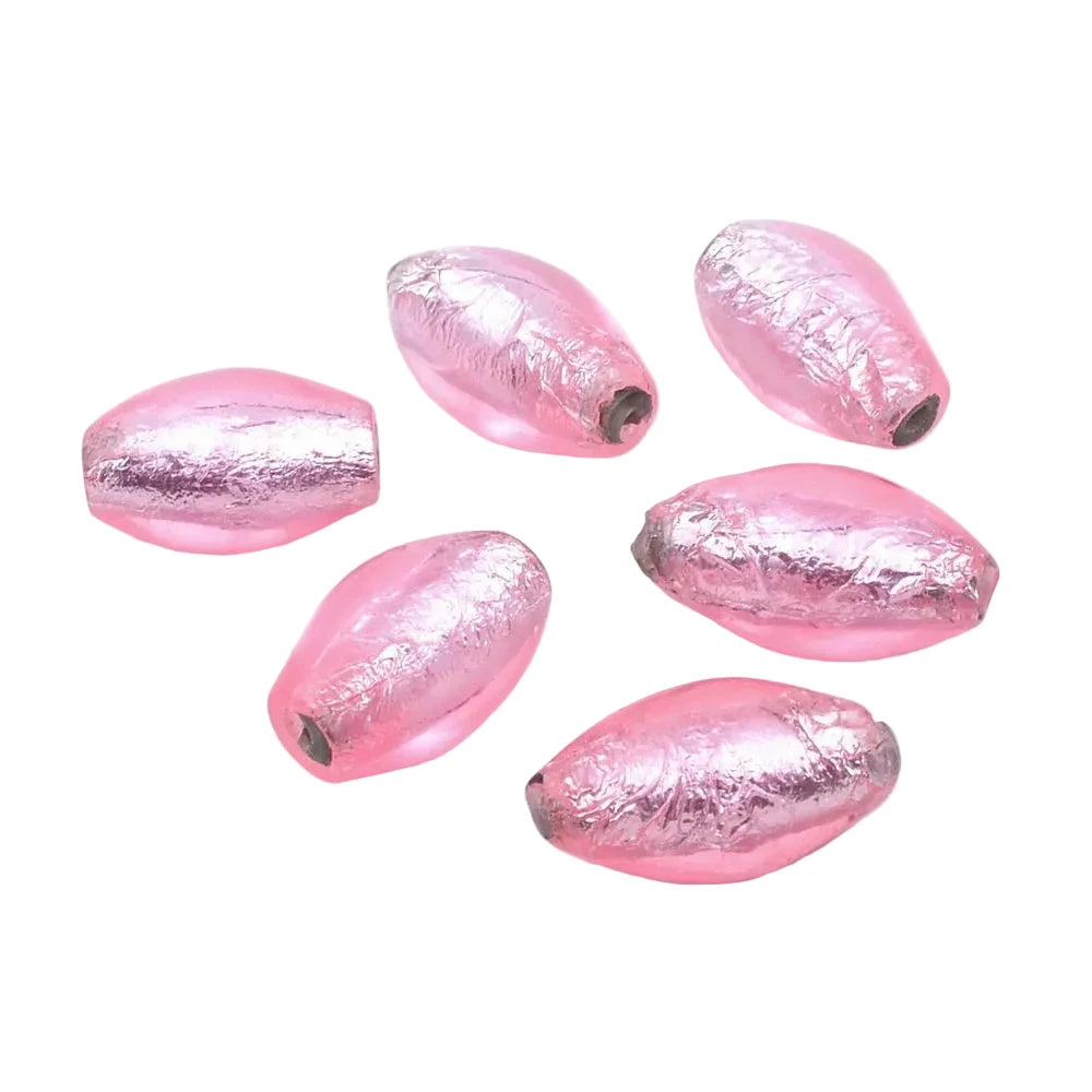 Perles Ovales Craquelées Acrylique Rose 28x16mm - Lot de 10 Création Bijoux