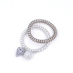 Elastiques cheveux torsadé avec pendants perles, lot de 2pcs