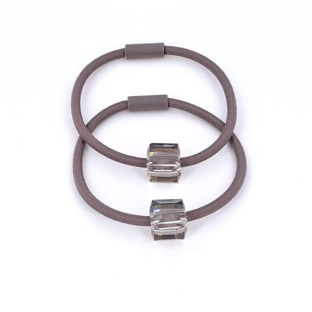 Lot de 2 élastiques cheveux avec cube cristal