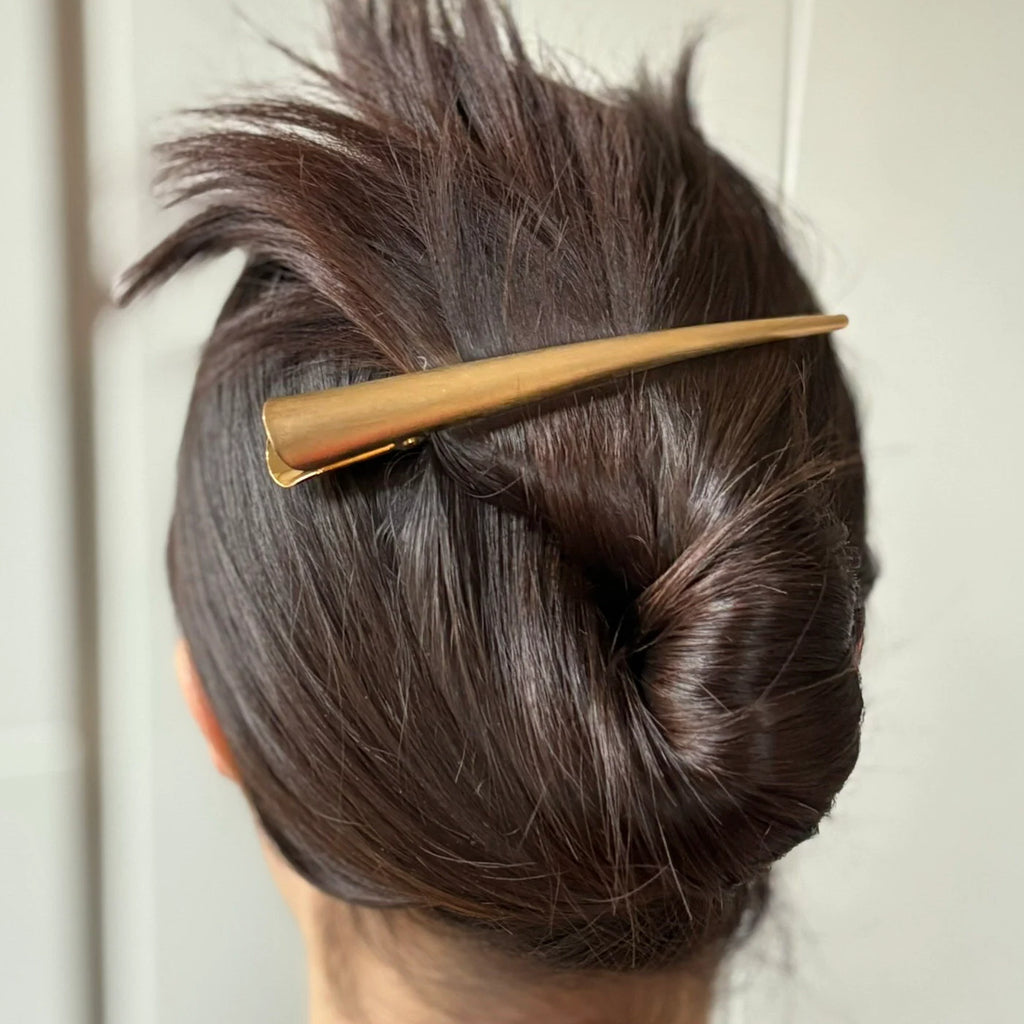 Grande pince cheveux Concorde 13cm métal laiton brossé design unique