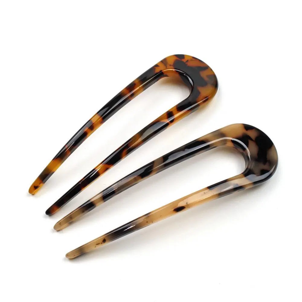 Lot de 2 épingles pics cheveux en acétate 9.5cm design fourche arqué