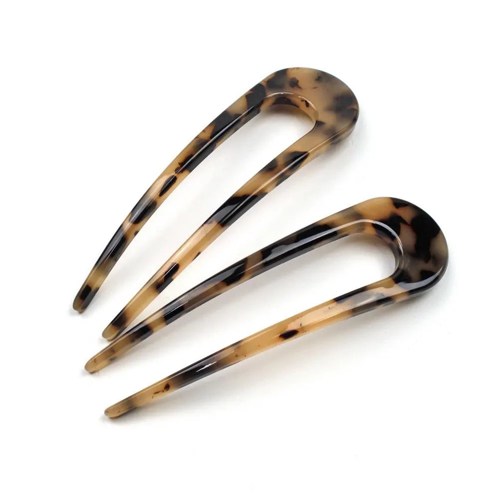 Lot de 2 épingles pics cheveux en acétate 9.5cm design fourche arqué