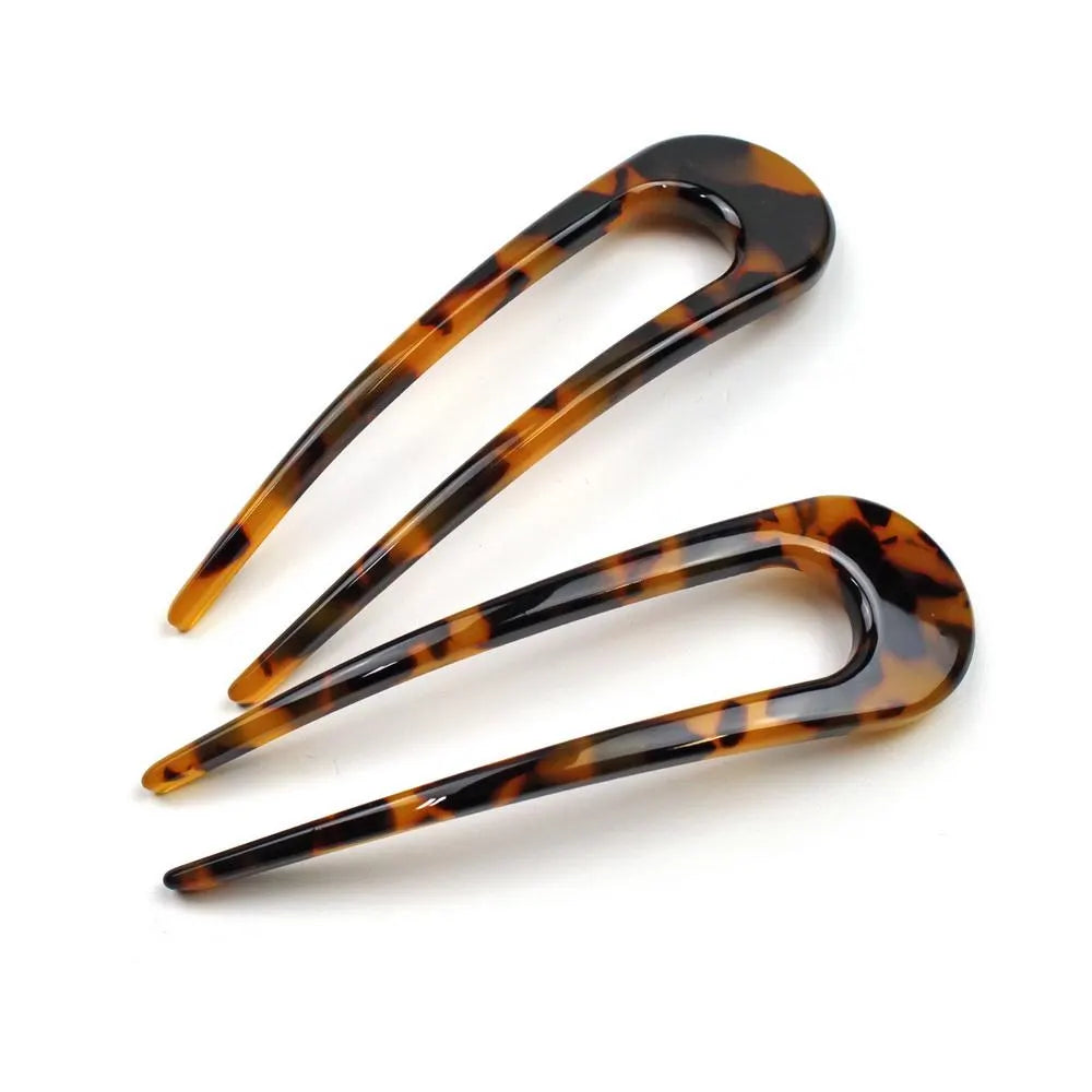 Lot de 2 épingles pics cheveux en acétate 9.5cm design fourche arqué